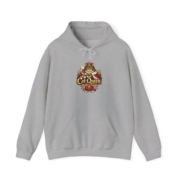 17031156190116897129_2048.jpeg Cat Queen Hoodie — Regal Cat Design with 'Cat Queen' Text